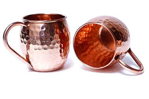 Moscow Mule Copper Mugs - 100% Pure Copper - Solid and Handcrafted - Hammered Finish - The Mule - 16oz