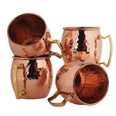 Original Moscow Mule Mug, 18-ounce Solid Copper Hammered Moscow Mule Mug Set of 4