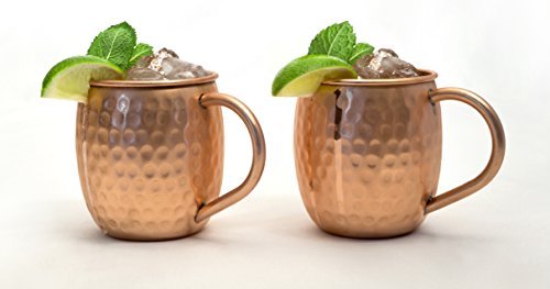 The Copper Kitchen Company Moscow Mule Mug (Set of 2), 100% Pure Solid Copper Mug, No Lining, Handmade Hammered 16oz Copper Cups, Designed in Britain, Amazing Gift Box