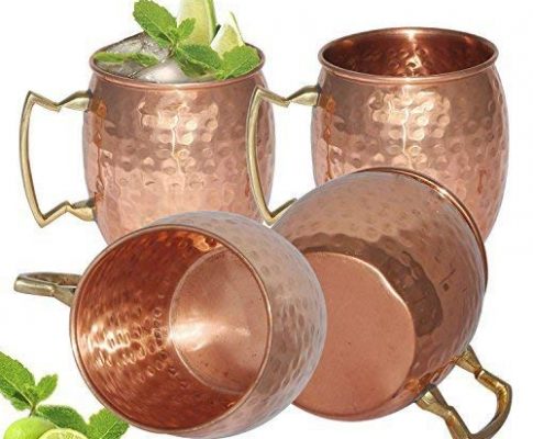 Dakshcraft – Perfect Gift for Christmas – Copper Moscow Mule Mugs With Four Copper Hammered Coaster(Capacity – 500 ml/16.90 oz), Set of 4 Review