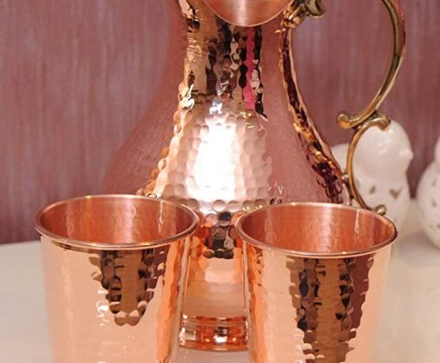 *NEW* CopperBull Heavy Gauge 100% Pure Solid Hammered Copper Moscow Mule Water Pitcher,70 fl. Oz. – Lidless with 2 Cups Review
