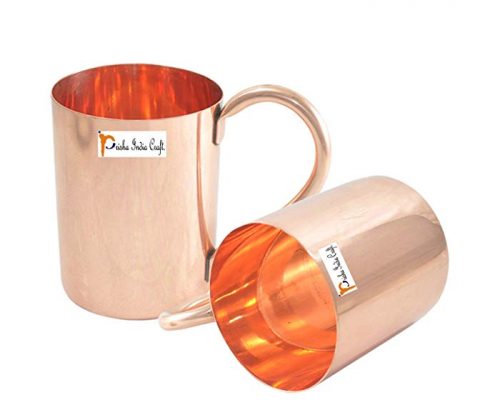 Prisha 100% Pure Copper Mugs for Cocktails/Handmade Leak Proof Copper Vessel with Lacquered Finish for Drinking Water/ Joint Free Moscow Mules with Ayurvedic Health Benefits, 18 Ounce, Set of 2 Review