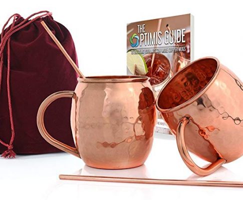 Moscow Mule Copper Mugs (16 oz), Set of 2. 100% Copper Cups are Great for Beer, Water, any Cold Drink. Includes Copper Straws, Bags, and a Recipe eBook with Care Instructions & More Review