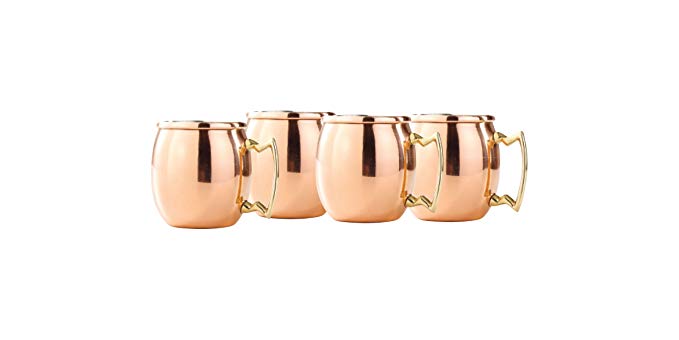 Old Dutch 2 Oz. Solid Copper Mini Moscow Mule Shot Mug, Set of 4