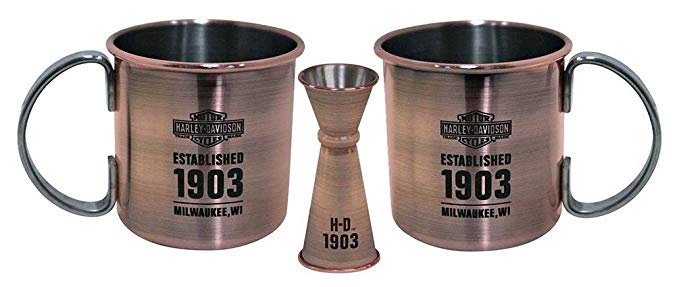 Harley-Davidson Moscow Mule Cocktail Set | Two Mugs & A Jigger -HDL-18609