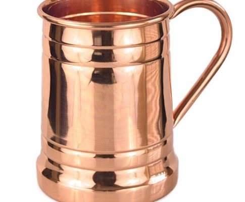 PURE COPPER BEER MUG – Unique Tankard Look – Handmade 100% Pure Copper Beer Stein – Solid Copper,No Lining – Polished Copper Inside & Out – 18 oz – Ice Cold Beer, Moscow Mules, Recipes E-book Review