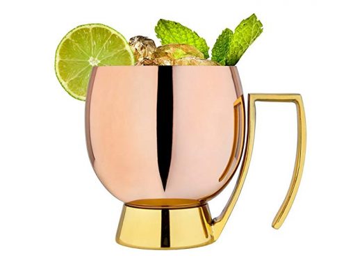 Godinger Mosow Mule Pure Solid Premium Copper 16 Ounce Drinking Mug Gold Handled. Best for Cocktails & Beer. Review