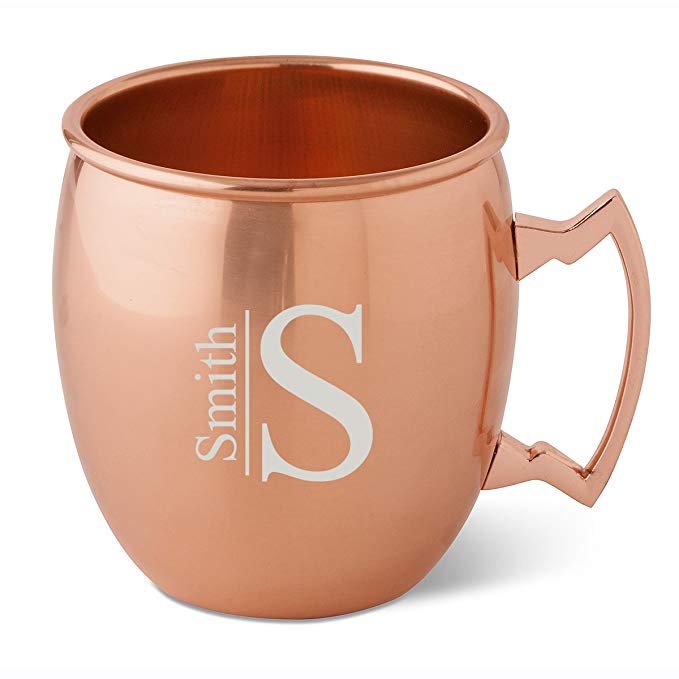 Personalized 20 oz. Classic Copper Moscow Mule Mug - Modern Monogram