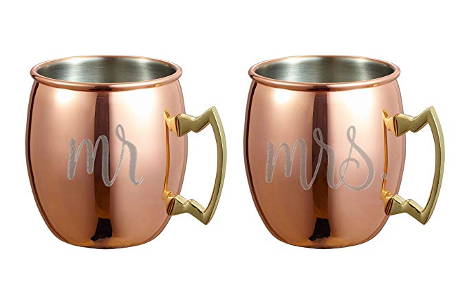 Personalized Wedding & Anniversary Moscow Mule Mr & Mrs Set