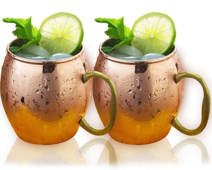 Estilo Handcrafted Solid Copper Moscow Mule Mugs, 20-ounce - Set of 2