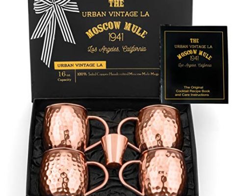 100% Copper Moscow Mule Mugs | Moscow Mule Copper Mugs Set of 4 | Pure Copper Moscow Mule Gift Set | Authentic Copper Cups for Moscow Mules | Handcrafted Solid Copper Mugs Gift Set With Shot Glass Review