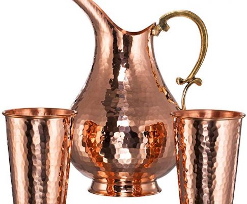 CopperBull Thickest Heaviest Hammered 1 mm Copper Tumbler Cup Mug Set with Pitcher for Water Moscow Mule Ayurvedic Healing (Pitcher&2Tumblers) Review