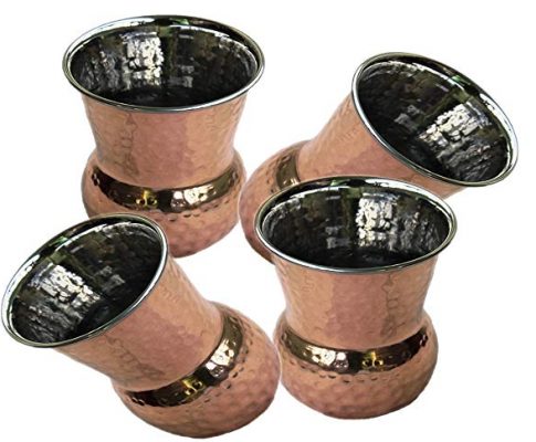 Hand Hammered Outside Copper Inside Nickel Plated Tumbler Moscow Mule Mugs Copper Tumbler Cups pure copper glass for mule cocktail beverages soft drinks Handcrafted Set of 4 Review