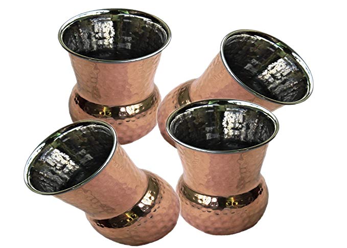 Hand Hammered Outside Copper Inside Nickel Plated Tumbler Moscow Mule Mugs Copper Tumbler Cups pure copper glass for mule cocktail beverages soft drinks Handcrafted Set of 4