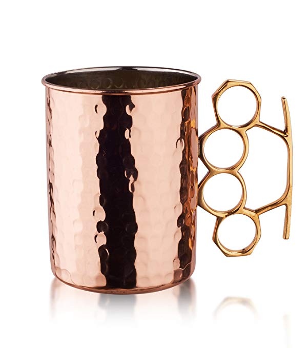 Old Dutch International Brass Knuckle Hammered Moscow Mule Mug, 20-Ounce, Copper