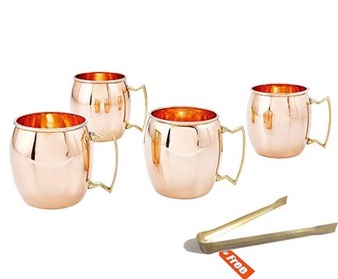 Set of 4 Mugs – 16 Oz Capacity – 100% Pure Copper Barware – Novelty Copper Drinkware Cups for Mules, Beer, Camping, Water – Authentic Moscow Mule Mugs with No Inner Lining or Lacquer Finish and Lifetime Guarantee Review