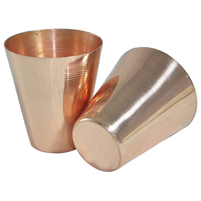 Set of 2 - Prisha India Craft ® Small Solid Copper Moscow Mule Shot Glasses, Capacity 2.46 oz per tumblers - SHOT GLASS Copper Moscow Mule Cocktail Cup, Wine Glasses