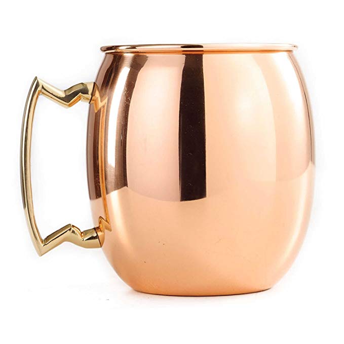 Moscow Mule Copper Mug 16 OZ by James Scott Copper Mug with Brass Handle - Color Box