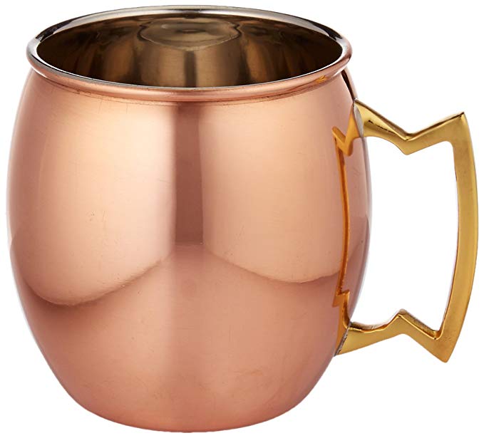 Jodhpuri 16-Ounce Moscow Mule Copper Mug with Brass Handle