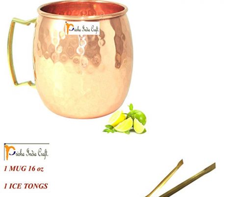 Prisha India Craft Pure Copper Hammered Mug for Moscow Mules 16 Ounce with Ice Tongs Review