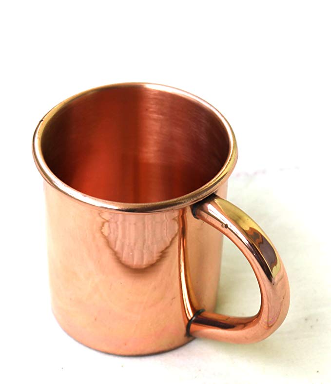 STREET CRAFT 100% Authentic Copper Moscow Mule Smooth Shots Mug Capacity 4 Oz Shots Mug Solid Copper Moscow Mule Straight Plain and Copper Handle Shot Mugs