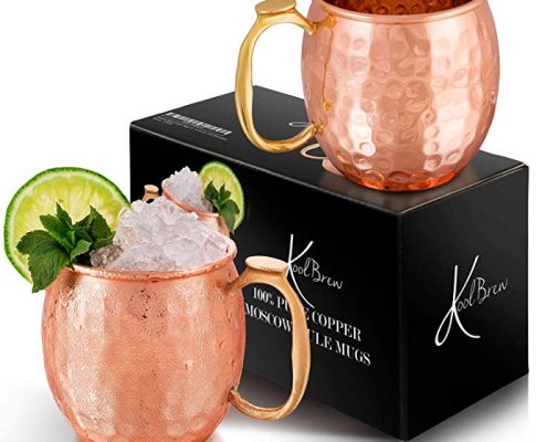 KoolBrew Moscow Mule Copper Mugs Gift Set of 2 Copper Mule Mugs,100% Pure Solid Copper Cups with Hammered Finish Review