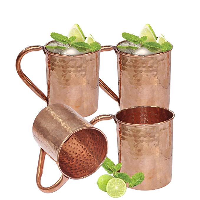 AVS STORE Moscow Mule Copper Mugs, Best for Mules, Beer and Other Ice Cold Drinks, 100% Pure Copper Mug, 16 Oz Hammered