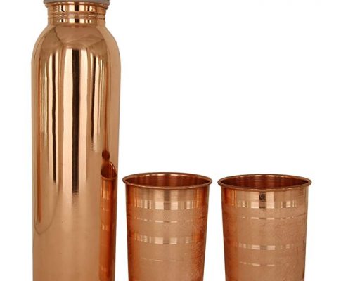 JaipurCrafts Thermos Design Pure Copper Bottle, Travelling Purpose, 1000 Ml With Two Tumbler Glass Review