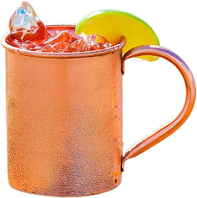 100% Copper Mug for Moscow Mule - Solid Smooth Pure Copper 16oz