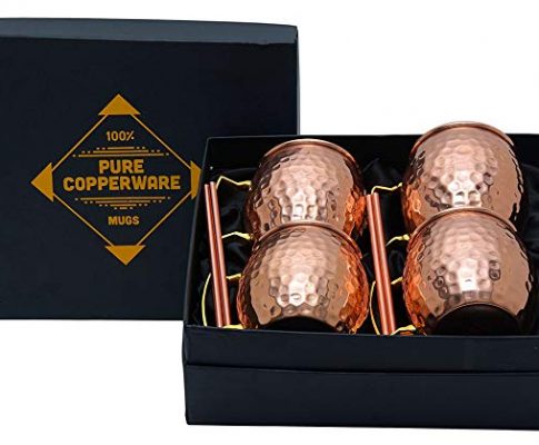 Moscow Mule Copper Mug Gift Set – Premium Quality Mugs Hammered Design with 16 oz. ounce Straws Available Solid Handcrafted Handmade Finish Perfect for Gifts Cocktails Review