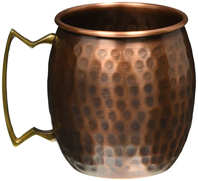 STREET CRAFT Hand Hammered Antique Finish Copper Moscow Mule Mug 16 Oz Brown Set Of 2