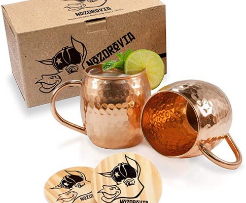 Moscow Mule Copper Mugs – Nozdrovia – 2 Pack – 100% Solid Copper, 16 oz Capacity, Hammered Finish, Classic Review