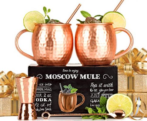 Set of 2 Copper Mugs with Free Extras – Moscow Mules – 100% Solid Copper Hammered Cups 16oz – Unique Extras: Jigger, Stirrer And Straws – Premium Quality – By Shoko Moscow Review