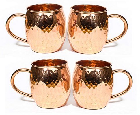 Moscow Mule Mug – 100% Pure Solid Copper, 16 Oz Unlined, No Nickel Interior, Handcrafted Hammered Design set of 4 Review
