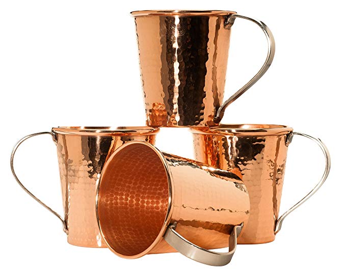 Sertodo Copper CMM-18-4 Moscow Mule Mug Set, Hand Hammered 100% Pure Copper, 18 oz, Set of 4