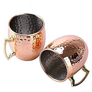 Uarter Solid Moscow Mule Copper Mug Set, Premium Copper Moscow Mule Cups Pure Copper Mule Cups with Stainless Steel Lining, Suitable for Hot and Cold Beverages, Set of 2 Review