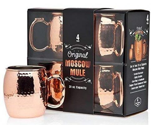 Jacky’s Original Handmade Copper Moscow Mule Mug, Gift Set of 4 20 Oz Mugs, Free Recipe Book Included Review