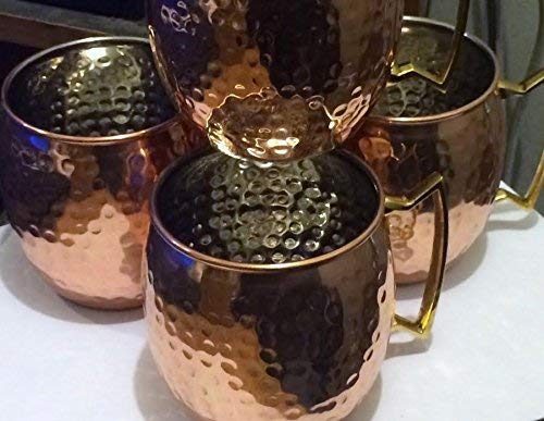 Solid Pure Copper Nickel Lined Interior Hammered Moscow Mule Mug 4 PACK - 16 Oz. * Twilight Parties*