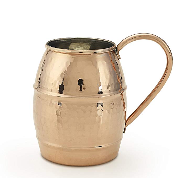 Kuprum Hand Hammered Solid Natural Copper Moscow Mule Cocktail Beer Drinking Mug with Unique Hammer Marks Extra Large 34-Oz