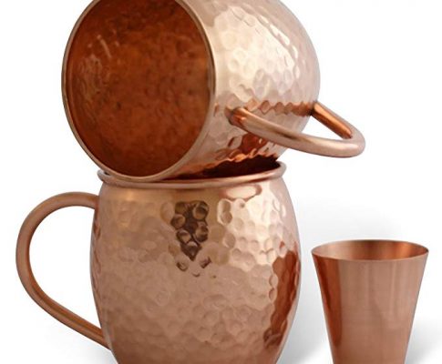 Set of 2,Dungri India Craft ® Solid Copper Hammered Barrel Mugs with Bonus Copper Shot Glass – Copper Moscow Mule Vodka Beer Mug- Cocktail Glasses,18 oz / 550 ML Copper Cups Review
