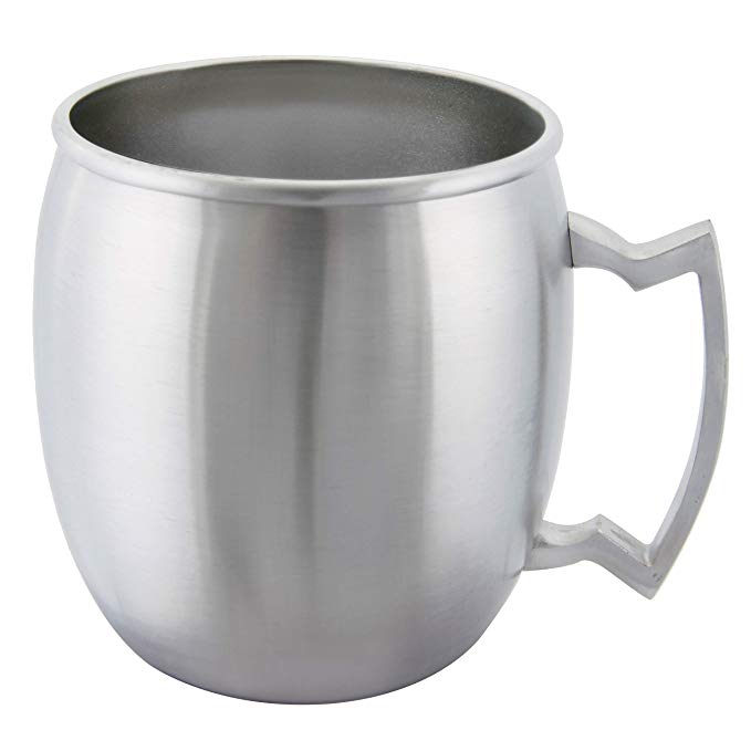 Vastigo 19 oz. Moscow Mule Mug | Stainless Steel | Stylish Handle | Perfect for Beer | Lightweight | Fun Design (Brushed Stainless)