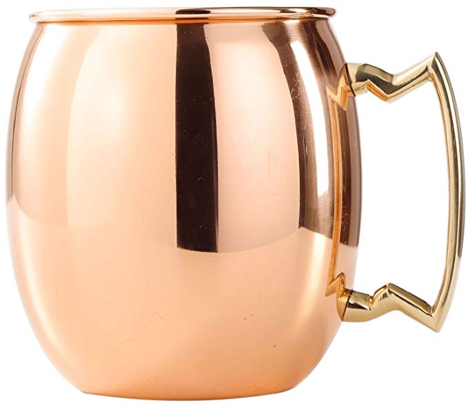 100% Pure Handcrafted Moscow Mule Copper Mug with Brass Handle and Nickel Lining, 16 Ounce, Limited Barrel Edition Beer Mug Drink Cup By Circleware