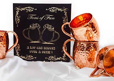 Moscow Mule Pure Copper Mug Set – Each mug weighs about 1/2 lb – 16oz capacity. Bonus Set of 4 Copper Straws/Stirrer Sticks with Free E-book. Tons Of Fun Gift Set of 4 Mugs Review