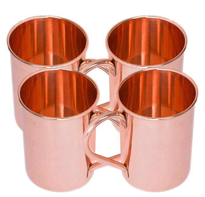 STREET CRAFT Straight Classic Moscow Mule Mugs Cups Solid Copper Mug Cup Capacity 16 Oz Set of 4