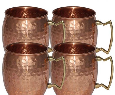SKAVIJ Set of 4, Copper Mule Mug Hammered Lacquered Finish Indian Drinkware, Diameter 4.5 Inches, Review