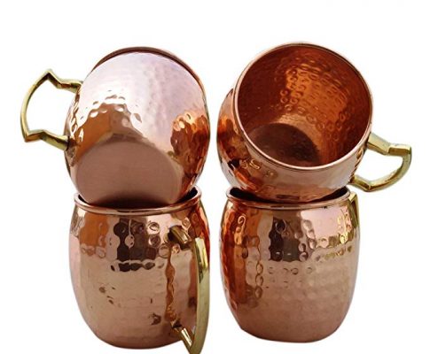 STREET CRAFT Set of 4 Handmade Solid Copper Mug Hammered Pure Copper Moscow Mule Mugs with Brass Handle Capacity 16 Oz Review