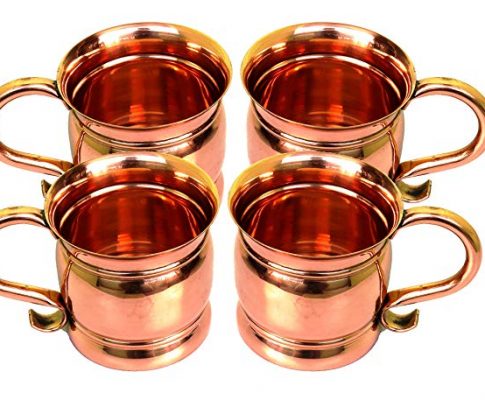 STREET CRAFT Set of 4 Pure and Authentic Copper Old Fashion Smooth Moscow Mule Mug with Flat Lip Copper Moscow Mule Mugs Copper Flat Handle Capacity 14 Ounce Review